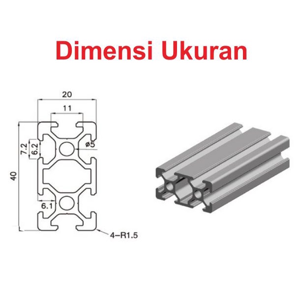 [HAEBOT] Aluminium Profile T Slot 2040 AP2040 Alumunium Profil CNC 3 Meter Frame 20x40 Extrusion Mini Kerangka Mekanik Series 20mm x 40mm 3D Printer