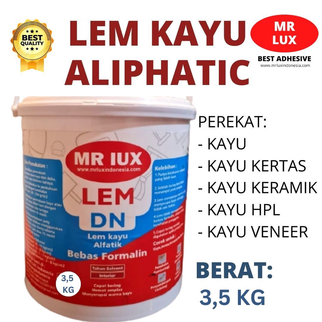 

lem kayu ALIPHATIC MR LUX lengket cepat kering kemasan 3,5 kg
