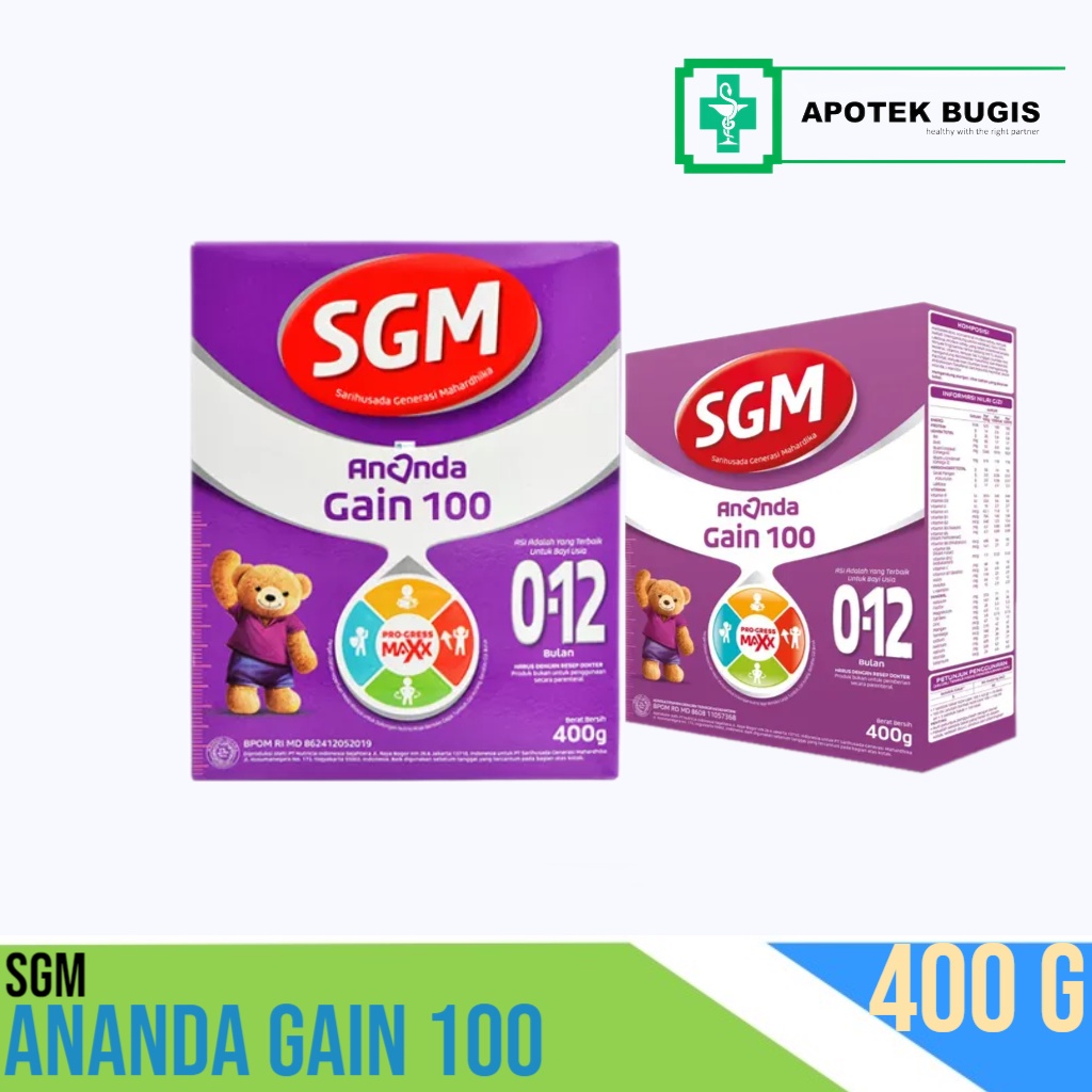 SGM Ananda Gain 100 Untuk Usia 0-12 Bulan Susu Bubuk 400 g Pertumbuhan Sikecil