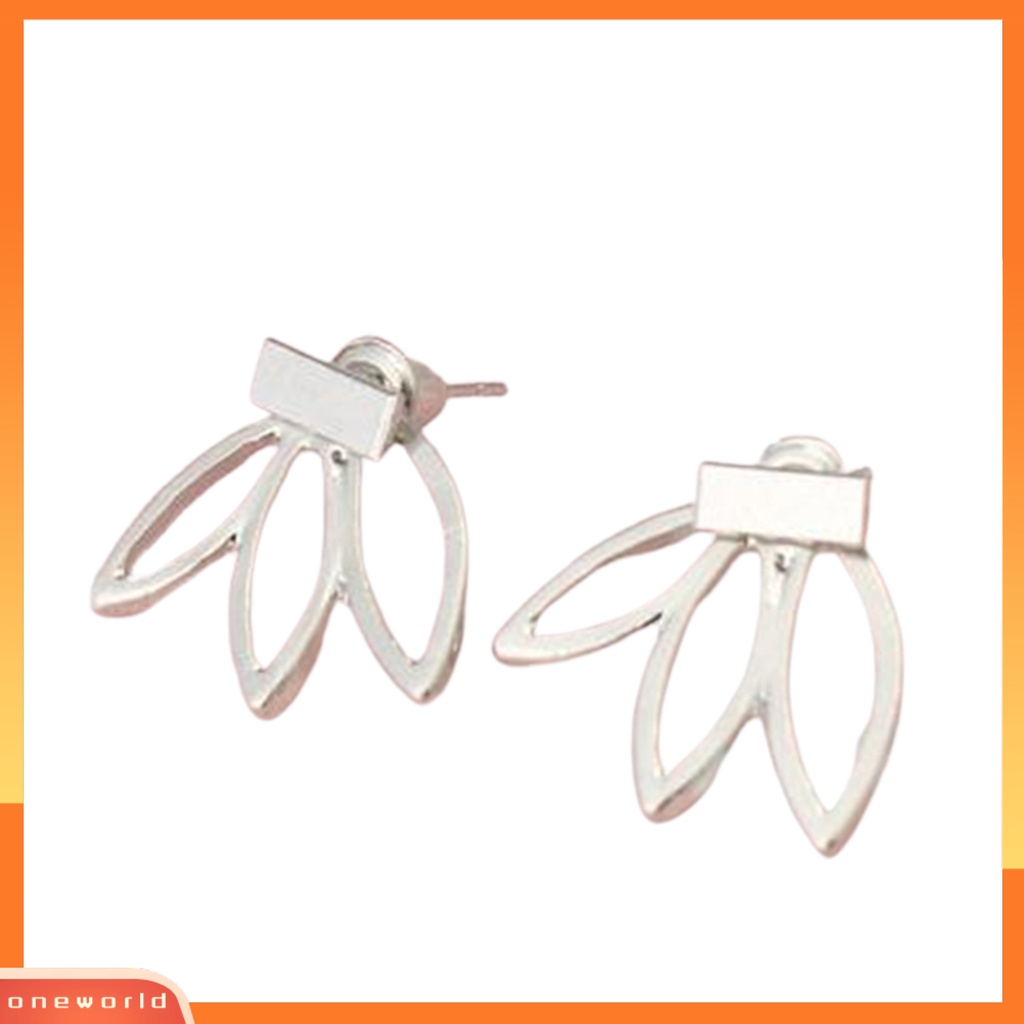 [WONE] Ear Studs Hollow Lotus Kreatif Wanita Elegan Anting Alloy Untuk Pacaran