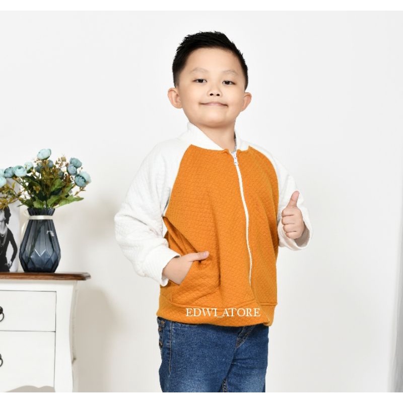 Jaket Anak Slebew Combinasi  Bahan Diamon Knit - Jacket Anak Laki-laki Jacker Anak Perempuan  1-6 thn