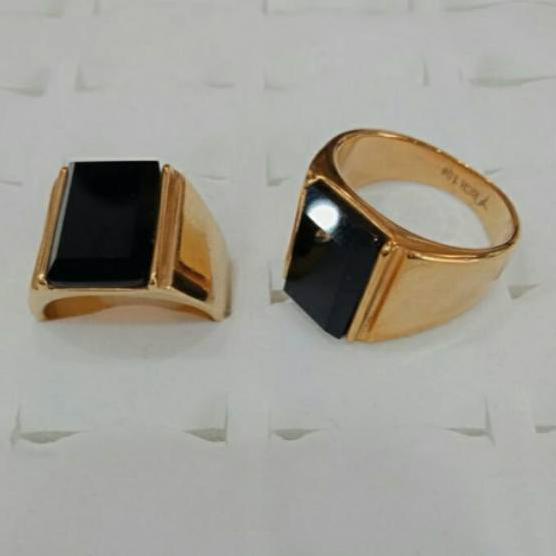▌▌▌ Cincin pria super keren Titanium Batu BLACK ONYX stsinlesstel