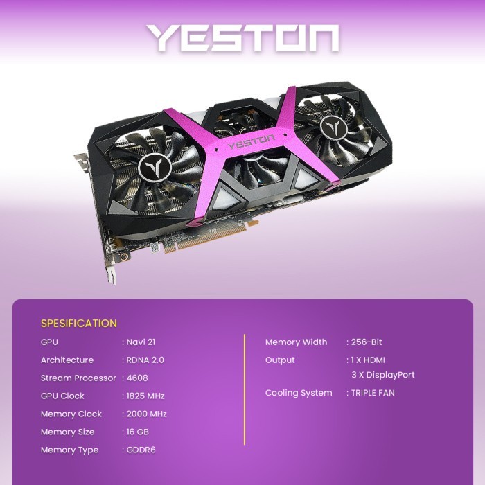 VGA CARD / VGA AMD YESTON RX 6800 16GB GDDR6 256BIT