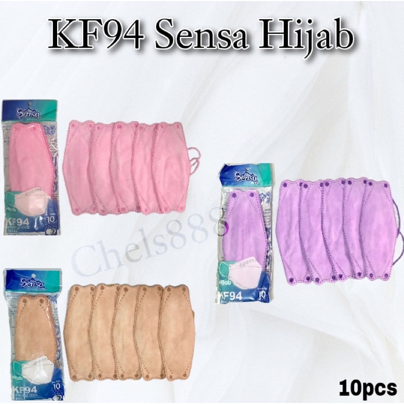 Masker Kf94 Hijab Sensa 4ply Masker Headloop 10pcs
