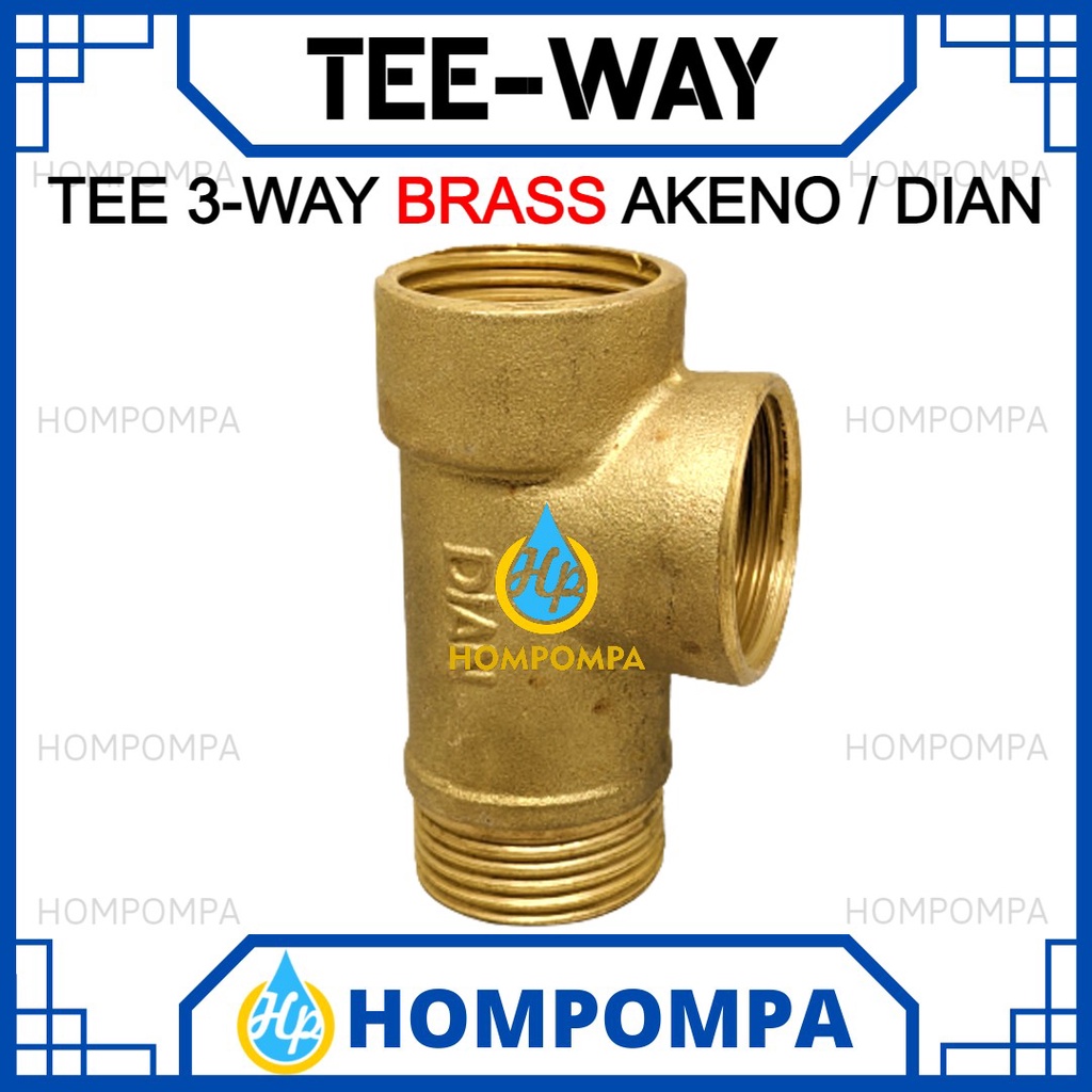 TEE 3 WAY KUNINGAN CABANG 3 TWAY DIAN T JET PUMP 1" TEBAL DAN AWET