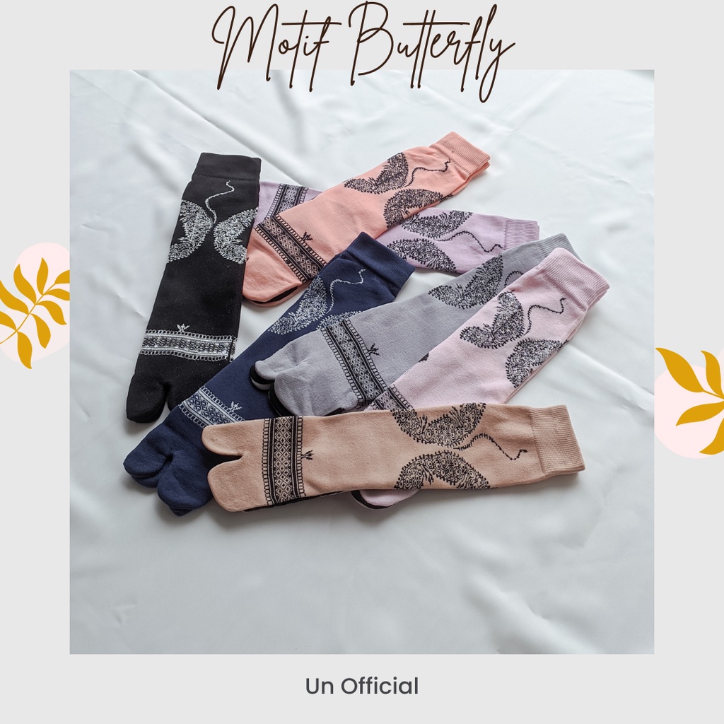 Kaos Kaki Jempol Wanita Muslimah Motif Butterfly Telapak Hitam Premium