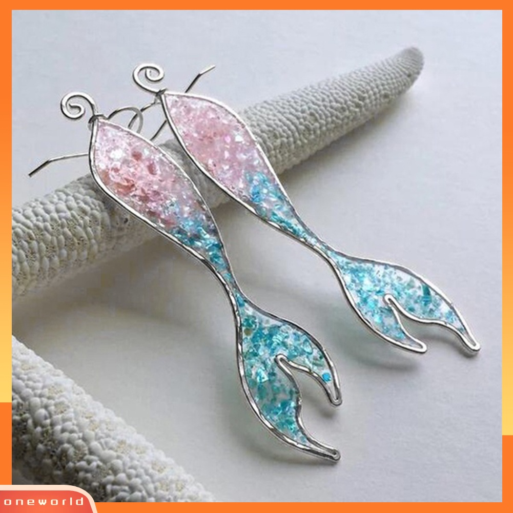 [WONE] Dazzling Mermaid Hook Earrings Wanita Perhiasan Pesta Pertunangan Safir Imitasi