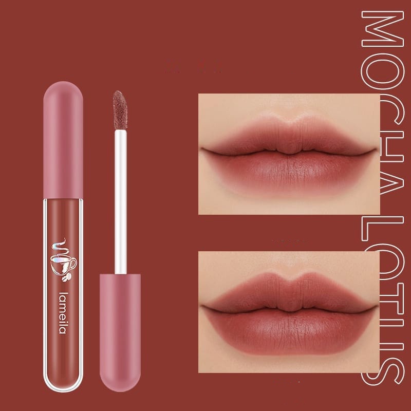 LAMEILA 1041 NUDE Lip Glaze Lipstik Cair Lip Gloss Pelembab Bibir