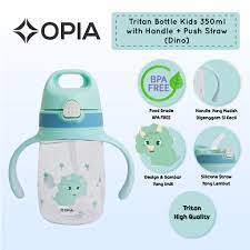 OPIA  Tritan push straw handle bottle 350ml Dino