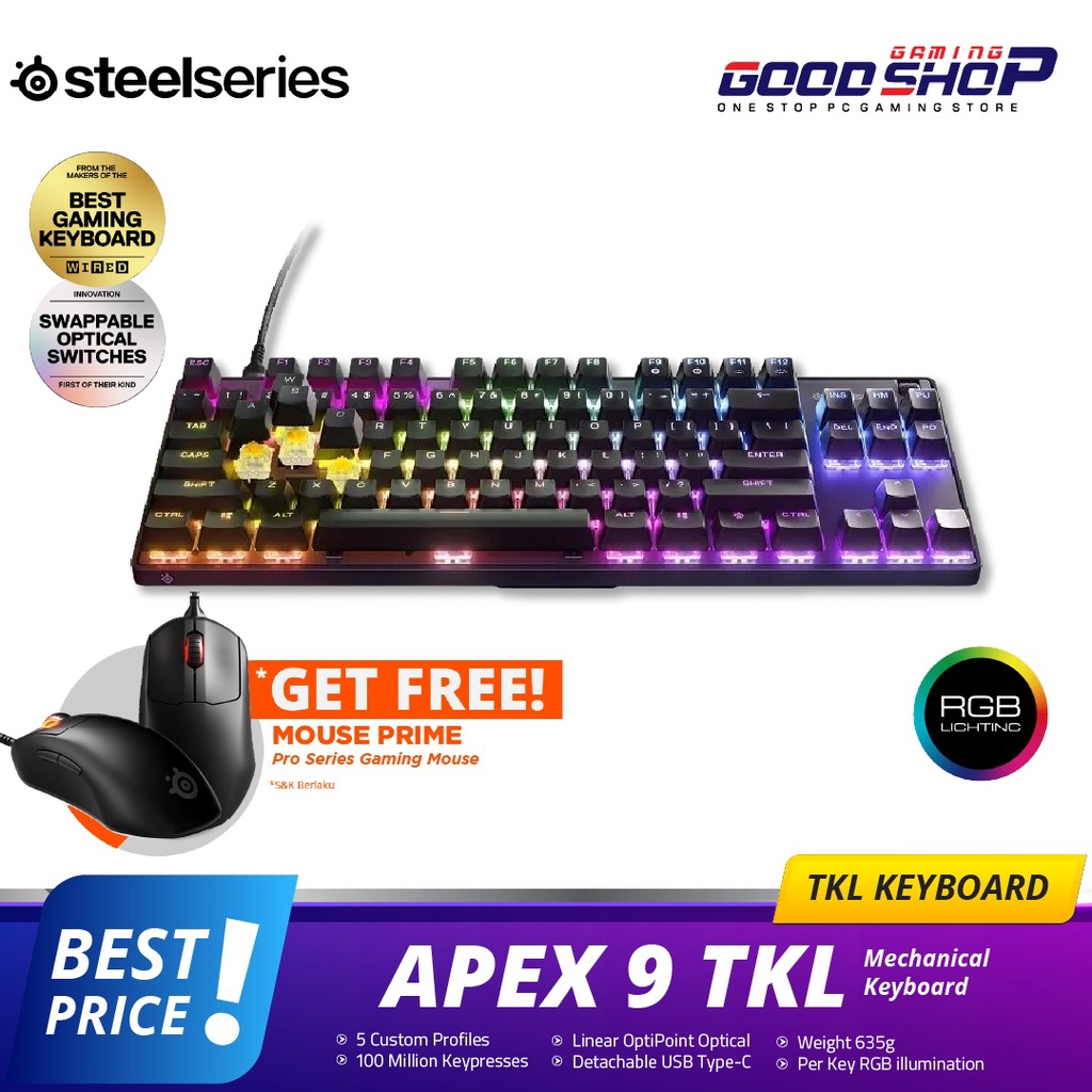 Steelseries Apex 9 TKL - Optical Switch Gaming Keyboard