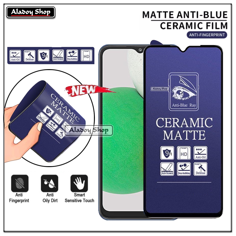 PAKET 3IN1 Anti Gores Blue Matte Anti Glare Samsung A03 Core + Tempered Glass Camera dan Skin Carbon