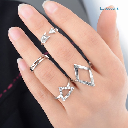 [LS]5 Pcs /Set Berlian Imitasi Diatas Knuckle Midi Ring Jari Susun Rings Boho Jewelry