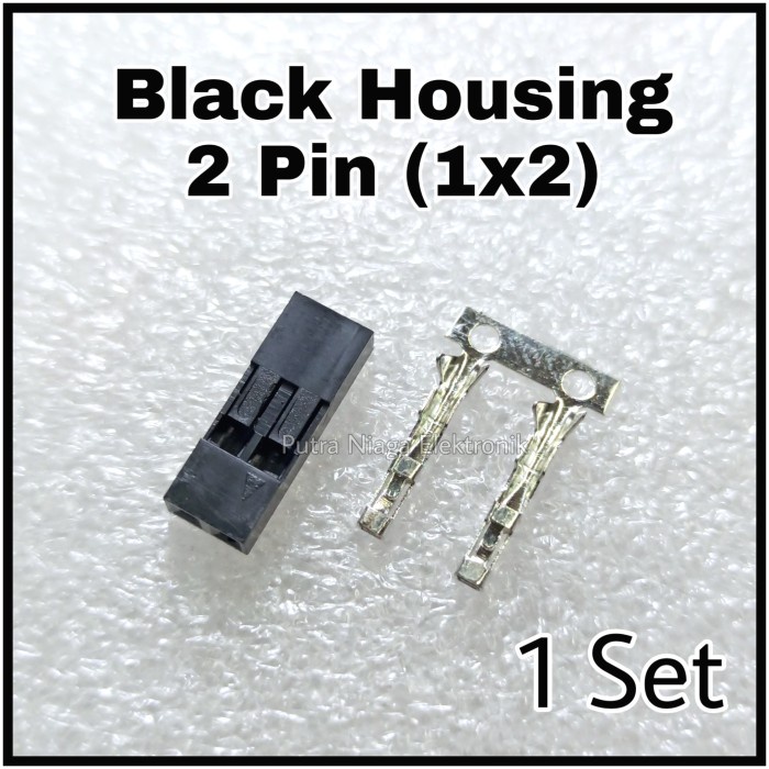(1 Set) Black Housing 2p 2.54mm Konektor Hitam Dupont Female 1x2 2pin putr4n14 Juara