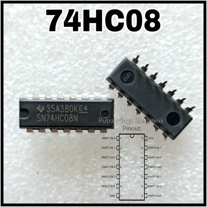 ic TTL 7408 74HC08 dip 14p / SN74HC08N / HD74HC08P putr4n14