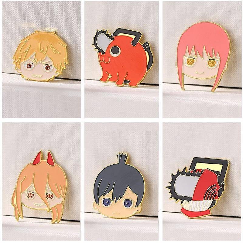 Japan Anime Chainsaw Man Pin Fashion Anime Kawaii Bros Kipas Kerah Lencana Hadiah Unik Denji Makima Aki Hayakawa Power Pochita In Stock New Arrival LY