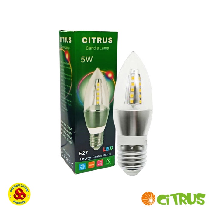 Citrus Lampu Led Candle 5W Kuning E27 Clear Bohlam Jantung 5 Watt Ww