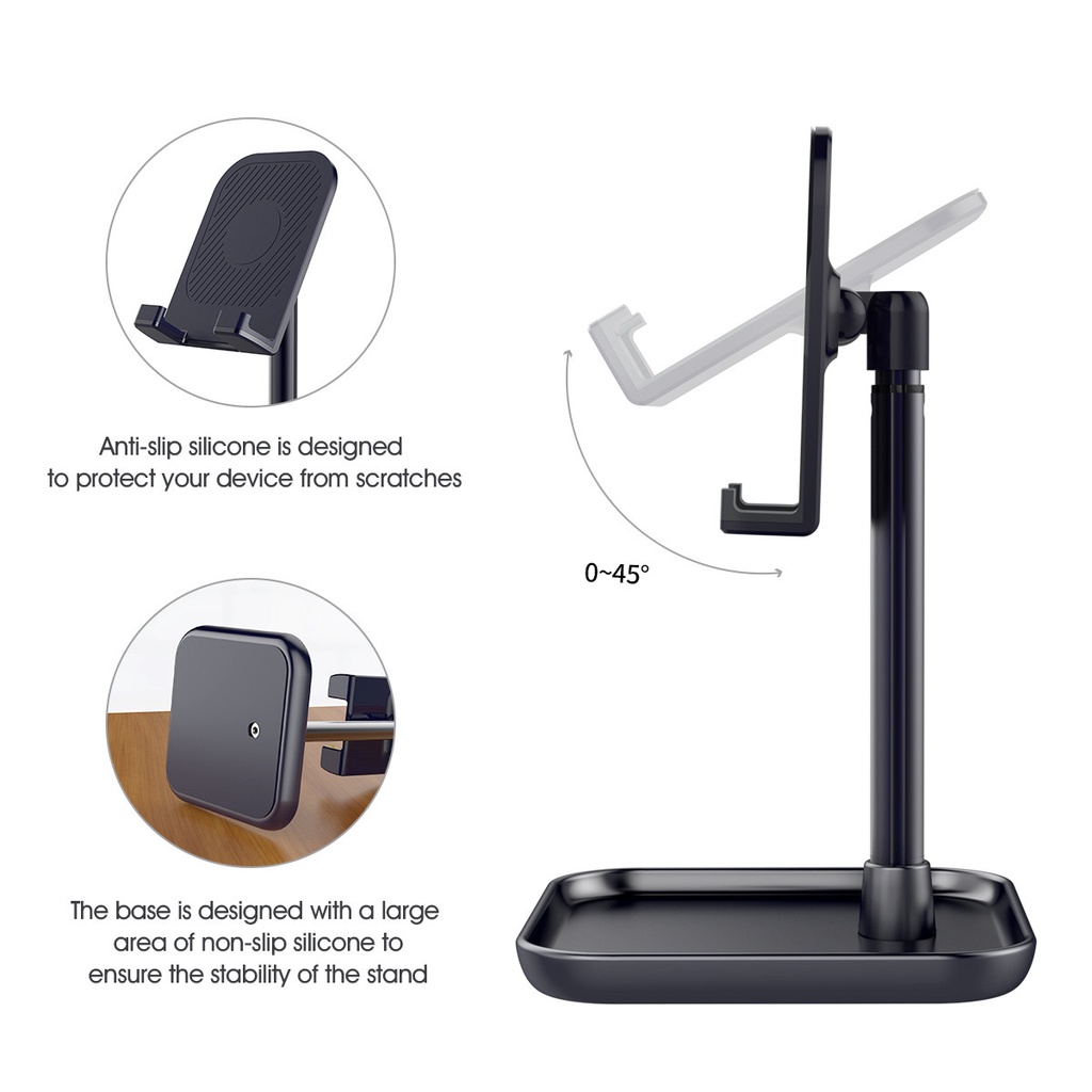 Desktop Phone Holder Tablet Holder Adjustable Portabel / Penyangga Handphone Tatakan Hp Bisa di Lipat / Phone Stand Holder Lipat Liftable Foldable Universal HP di Meja