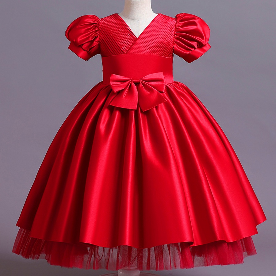 2022 PARTY DRESS ANAK SATIN TUTU DRESS ANAK PEREMPUAN PANJANG