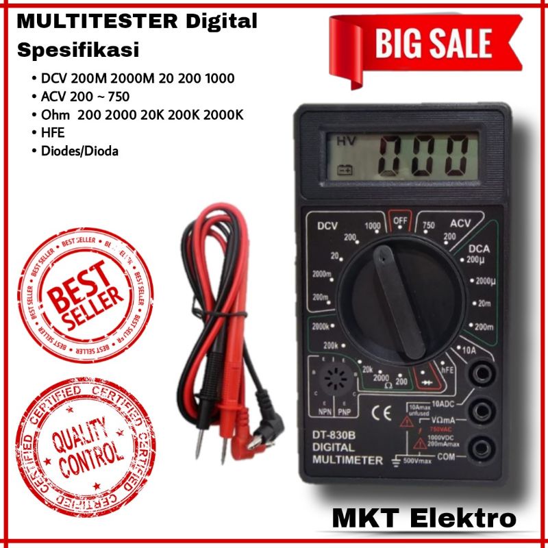 Jual Multimeter DT830B / DT-830B Tofuda Model Avometer Multitester ...