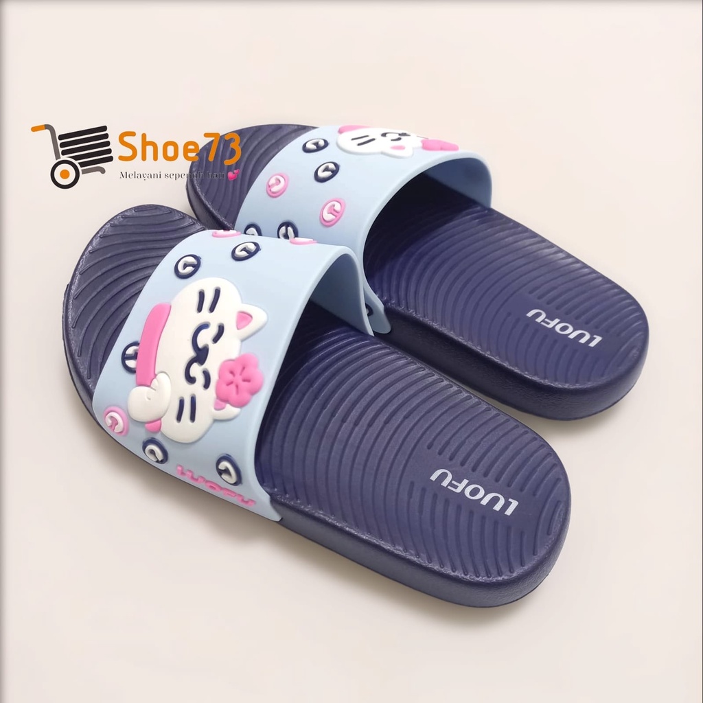 LUOFU E 7181 - B30. SIZE 30 - 35 ORIGINAL l Sandal Selop jelly anak perempuan l Sendal kokop anak cewek impor