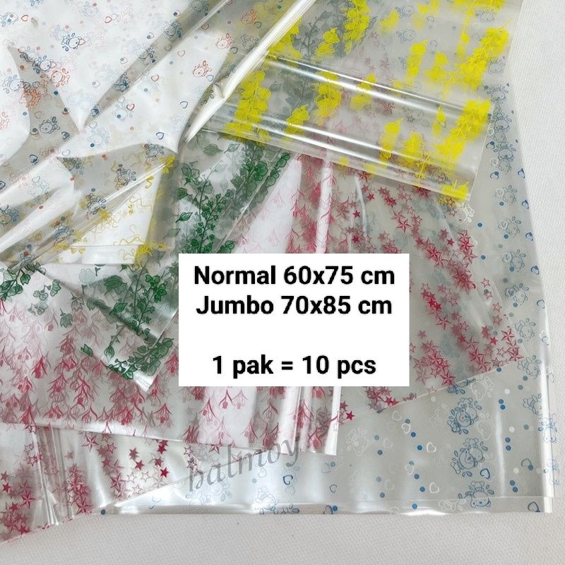 

10 LEMBAR PLASTIK TRANSPARAN MOTIF OPP PARCEL 70X85 CM
