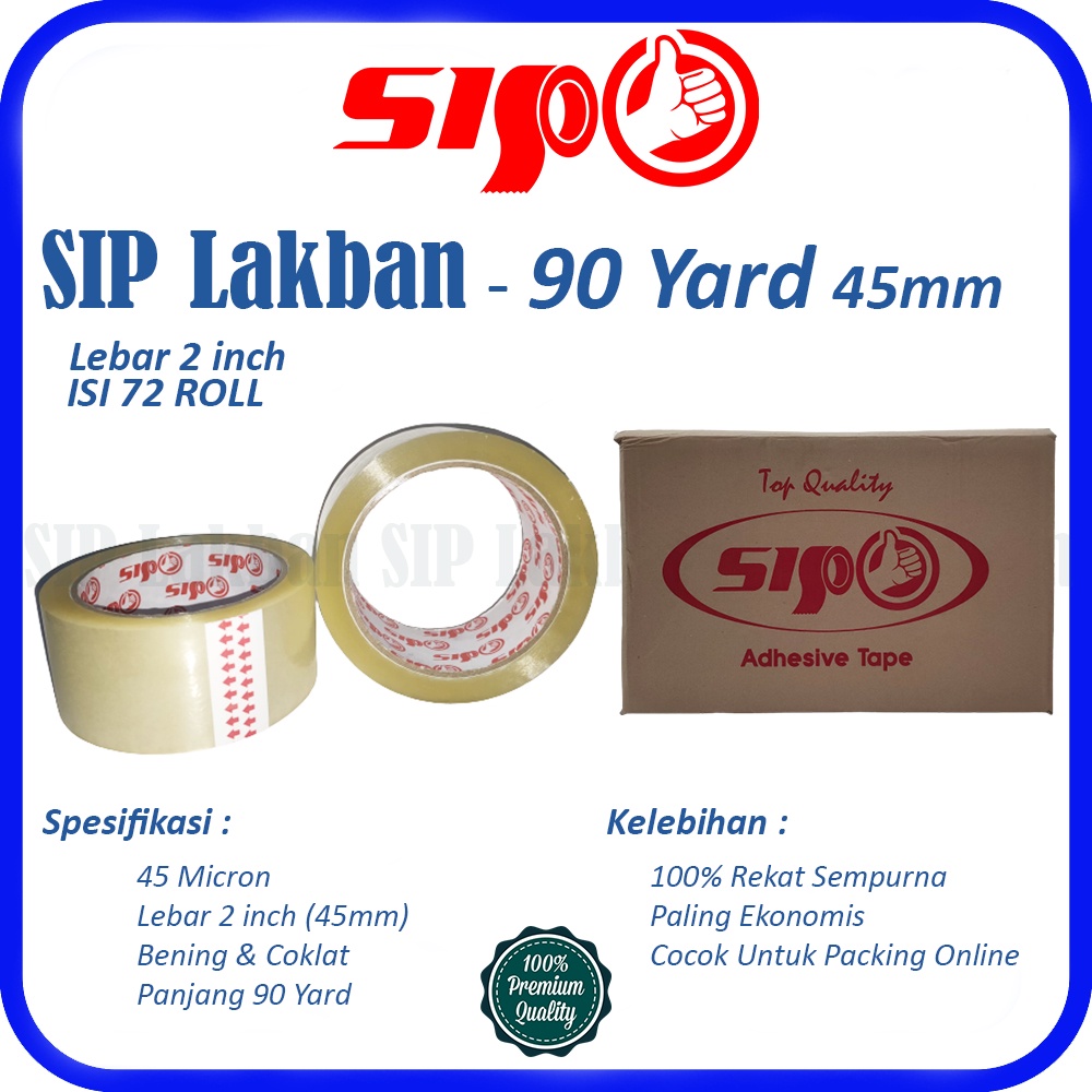 

LAKBAN SIP 45MM x 90YARD 1 CRT 72 ROLL / GOJEK GRAB / MURAH