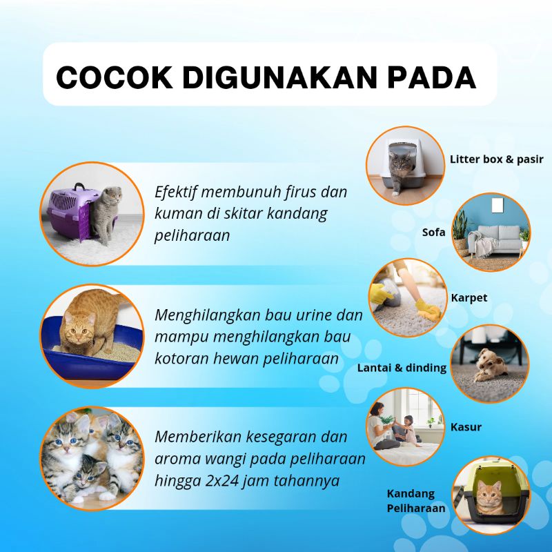 ( HARING CLEAN ) paket lengkap refill 1 Liter dan spray 250 penghilang bau kotoran hewan pesing kandang kucing anjing