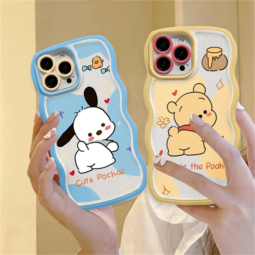 Pacha Case Anjing OPPO A17 A16 A57 2022 A77S A77 A15 A16K A54 A53 A12 A5S A7 A3S A11k A31 A52 A92 A94 A93 A37 F9 A1K A76 Winnie Bear Gambar Kartun Wave Protection Case