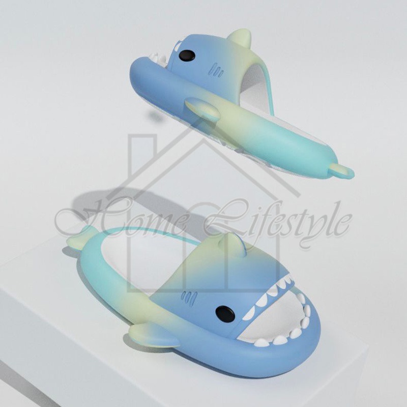 Grosir Sandal Baby Shark Gradiasi Rainbow / Sandal Selop Bentuk Hiu Anak Dan Dewasa / Sandal Import