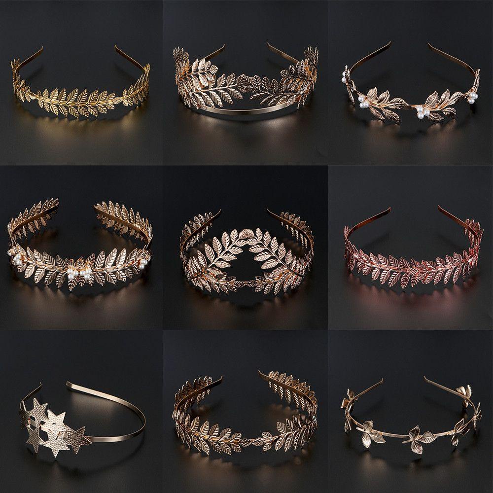 Golden Leaves Tiara Crown Headwear Hair Bands