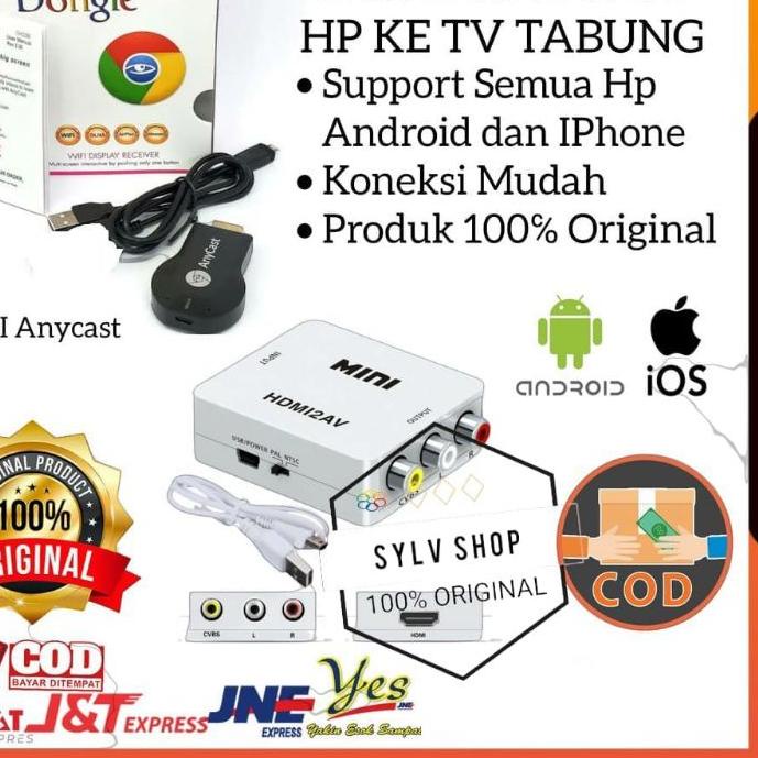 Star Seller PAKET ANYCASH HDMI DONGEL UNTUK KE TV TABUNG ANYCASH HDMI DONGLE WIFI HDMI2AV / PENGHUBU
