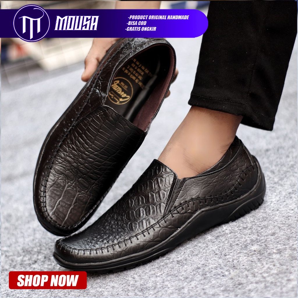 Sepatu Formal Pria Pantofel Kulit Asli Mousa Croco