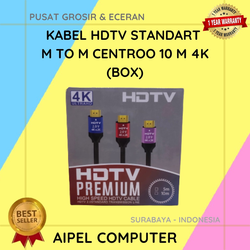 KHC4B10 | KABEL HDTV STANDART MALE TO MALE CENTROO 10 M 4K (BOX)