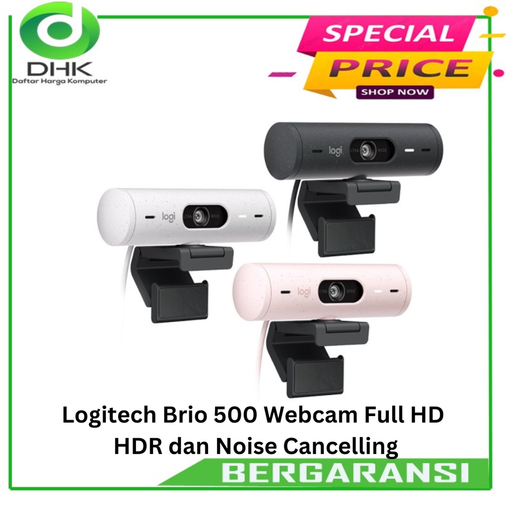 Logitech Brio 500 Webcam Full HD HDR dan Noise Cancelling