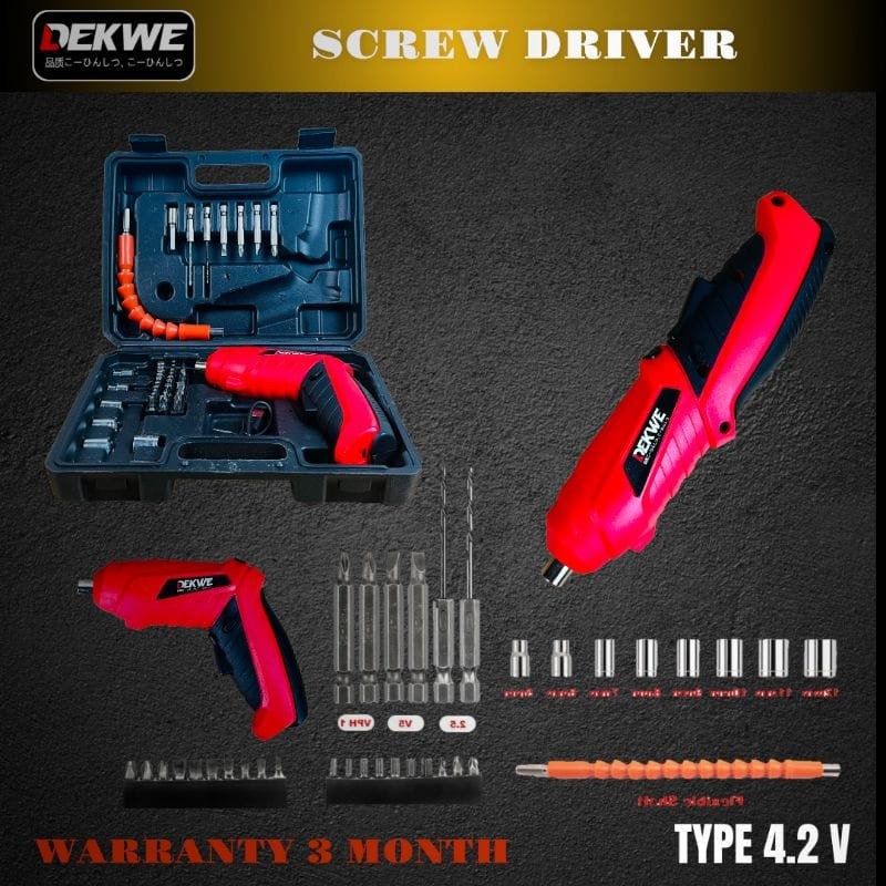 DEKWE 4.2 CORDLESS SCREWDRIVER SET BOR OBENG KECIL BATERAI USB