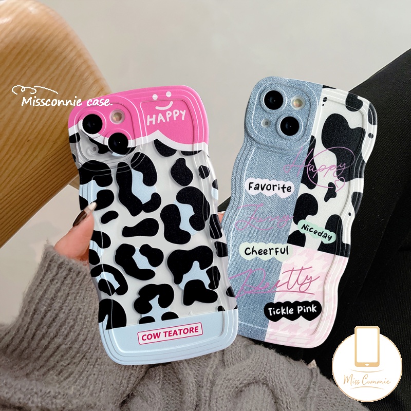 REDMI Redmi10 9T 12C 9 9A 9C 10A 10C A1 A1+Note 10Pro 9 8 10 11 10s 9Pro Note 11Pro+9s 11s POCO M3 X3 NFC Pro Mi 11T Pro Kartun Couple Denim Patch Happy Leopard Print Wavy Casing Edge