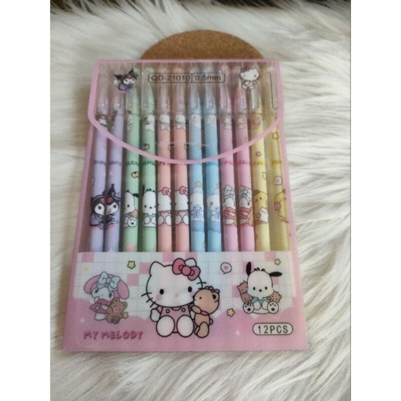 12Pcs PEN GEL Karakter Pena Bolpen Gel Lucu Fancy