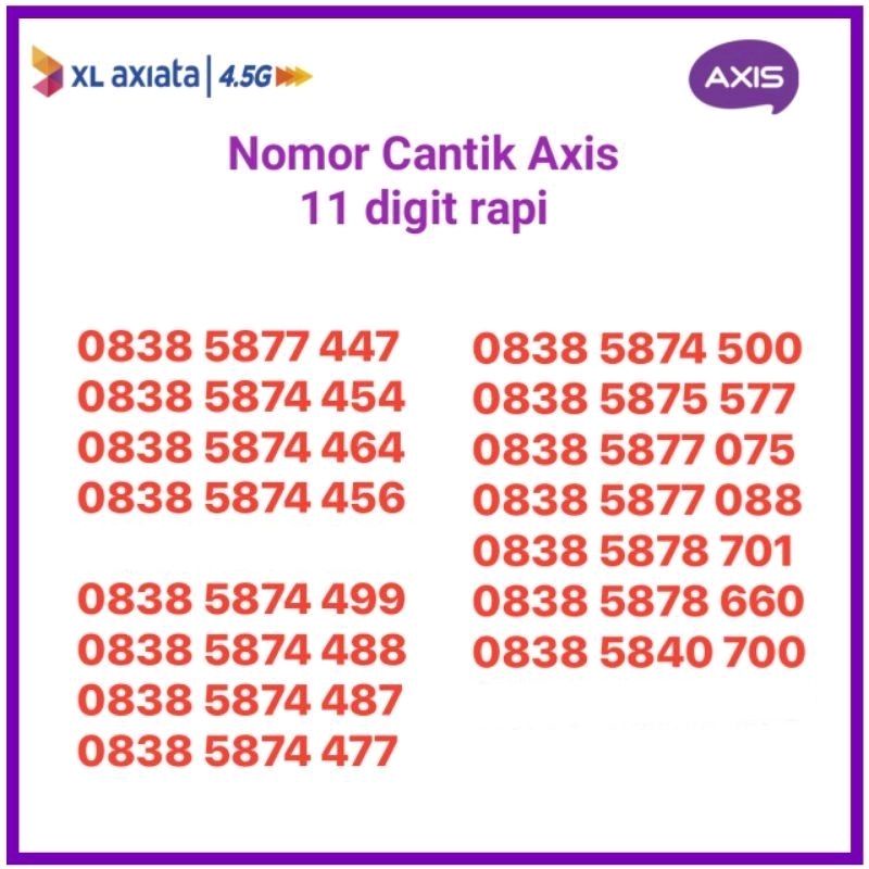 nomor axis cantik 11 digit angka rapi