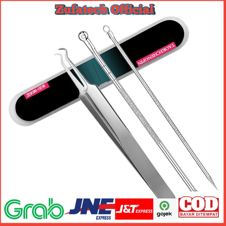 Alat penghilang Komedo Jerawat Blackhead 3 PCS - PT3 - Silver