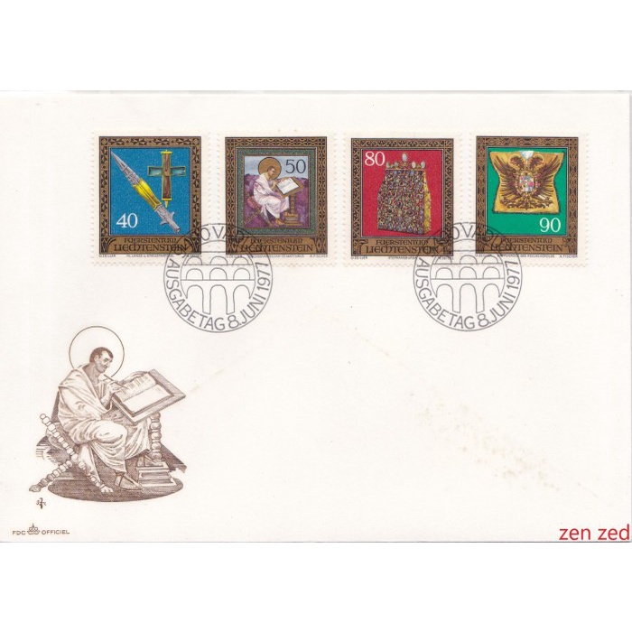 

A592 Prangko Liechtenstein FDC 1977 The Treasury of Hofburg 1 Pcs