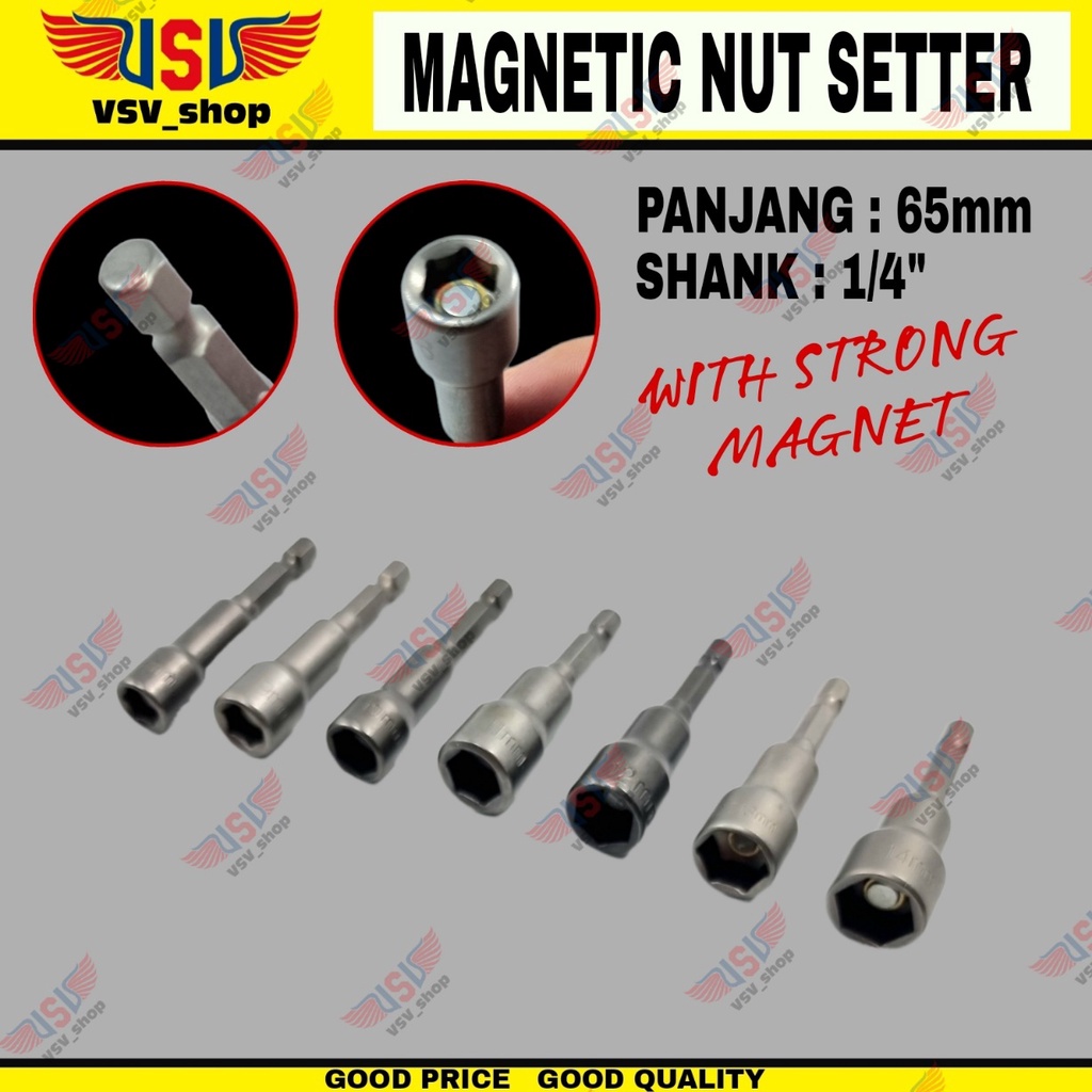 Kunci Sok Magnetic Nut Setter 8-14mm Mata Bor Roofing Mata Socket Bor Rofing