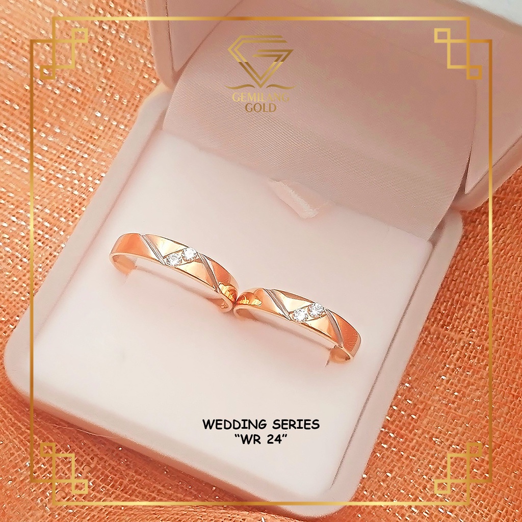CINCIN KAWIN EMAS ASLI KADAR 375 (8K) CINCIN MEWAH & ELEGAN COUPLE / NIKAH CINCIN SATUAN (WR 24)