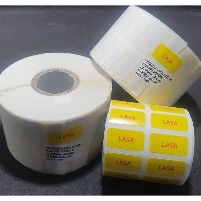

STIKER LASA KUNING KOTAK 20X10mm isi 5000 pcs in ROLL - PROMO