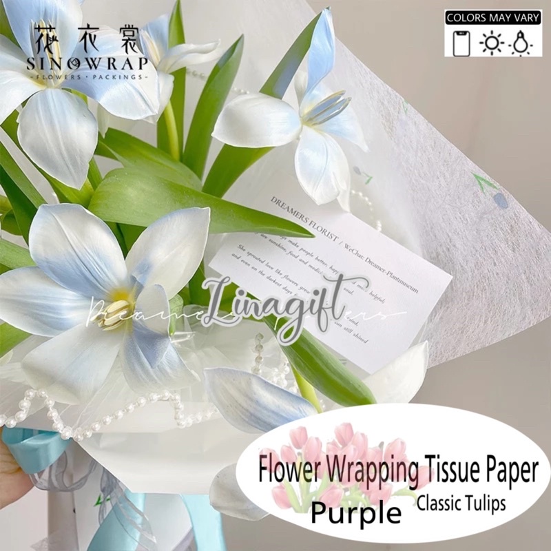 ( 5 Lembar ) CLASSIC TULIPS - FLOWER WRAPPING TISSUE PAPER / KERTAS TISU / BUKET BUNGA / KERTAS BUNGA