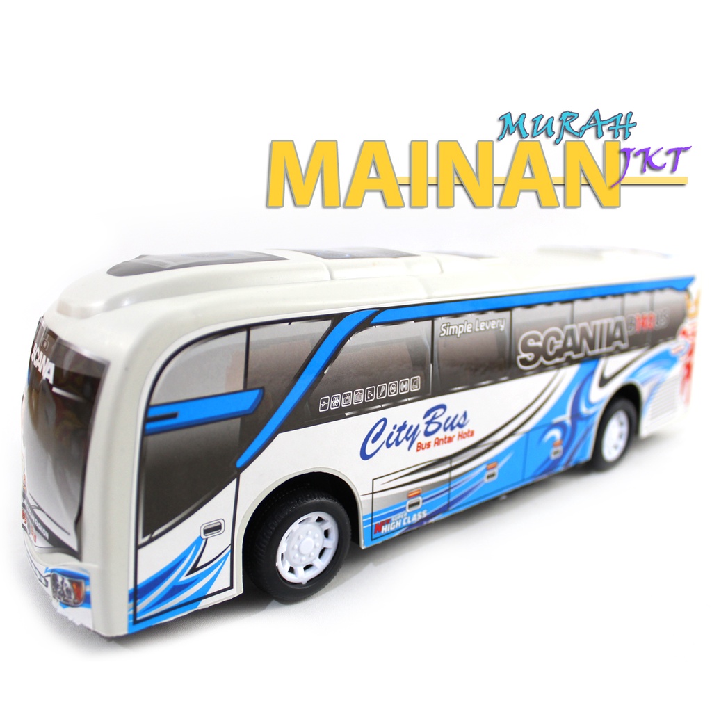 MAINANKEI MAINAN ANAK MURAH MOBIL CITY BUS SCANIA WJS104 BIS ANTAR KOTA LITTLE BUS MAINAN ANAK