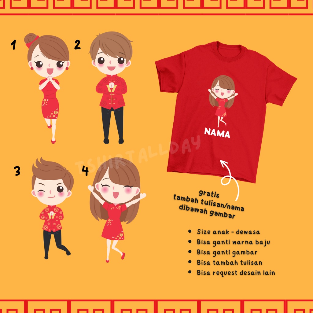 Tshitrallday Kaos Premium Imlek Baju Imlek keluarga anak couple