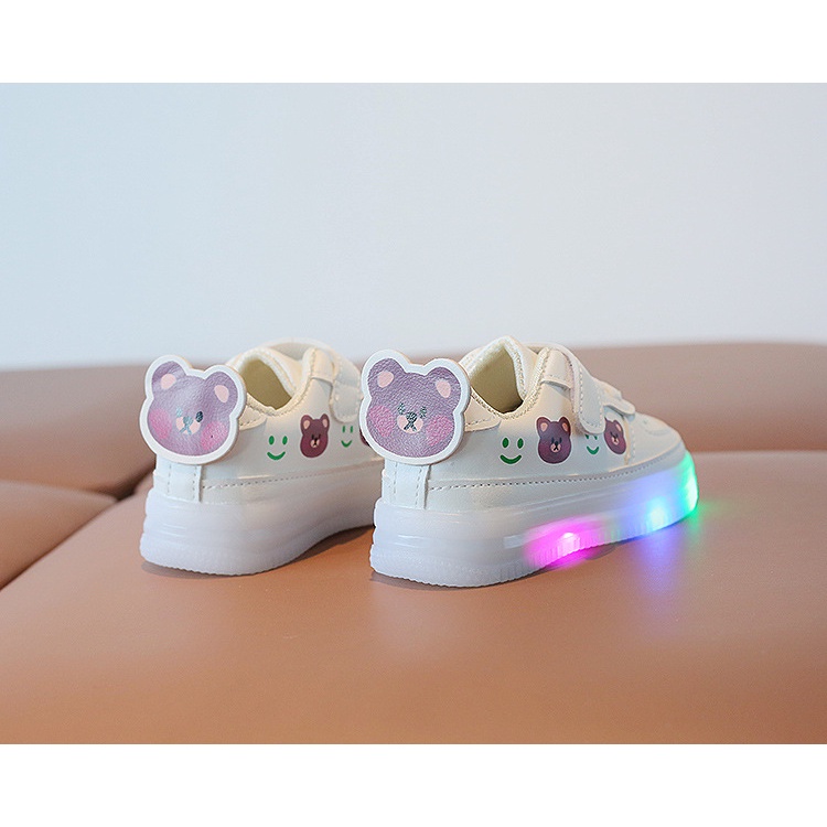 babyfit BEARY BEAR sepatu sneakers anak dengan lampu LED import tali velcro ty-0610r