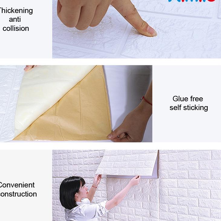 {HTI.21De22a} Aimilo Wallpaper Foam 3D Motif Jendela Pintu Kayu Jati Putih Kayu Gold Marmer ukuran 7