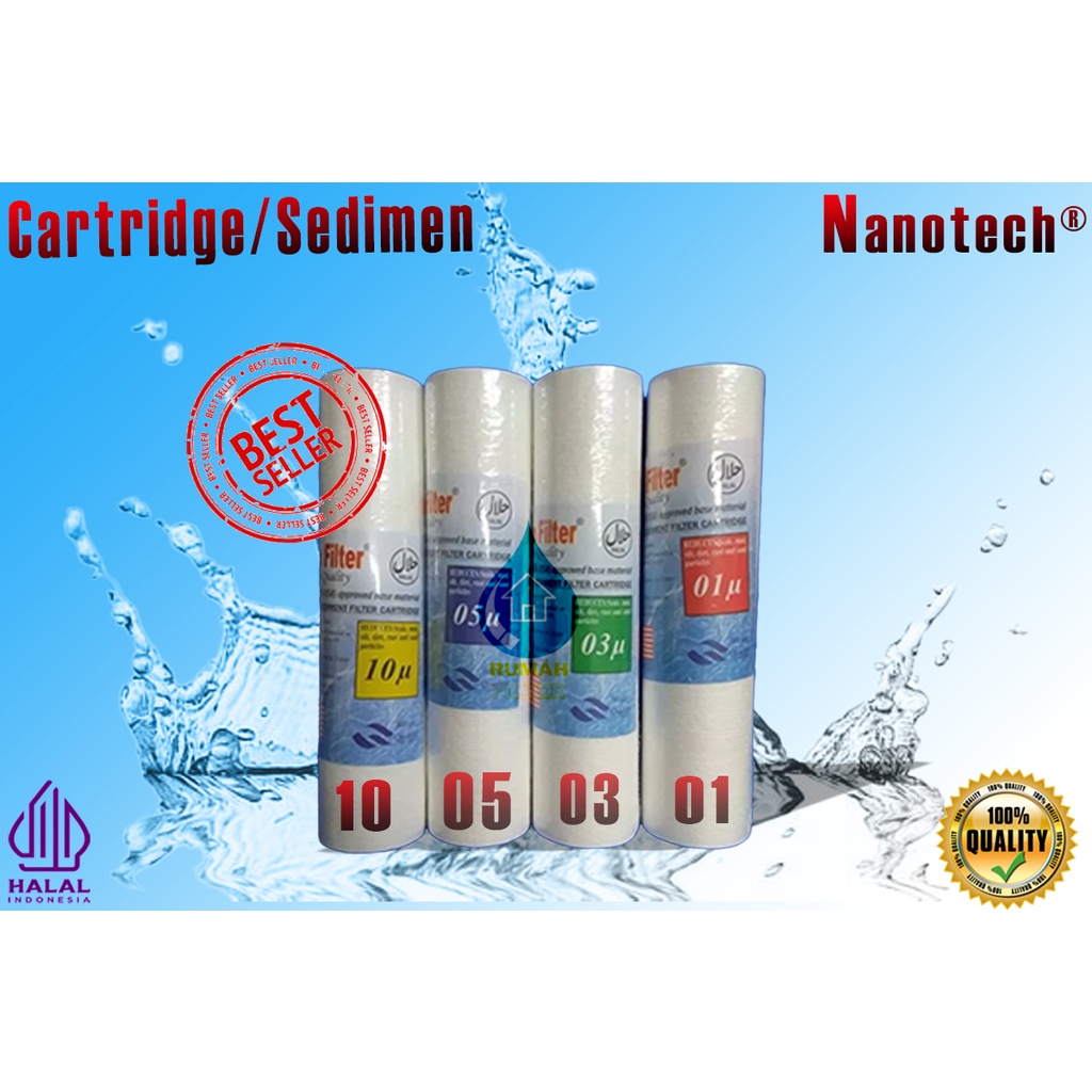 Catridge/Sediment Filter Air Spun Sedimen Nano 10'' 0,1 0,3 0,5 10