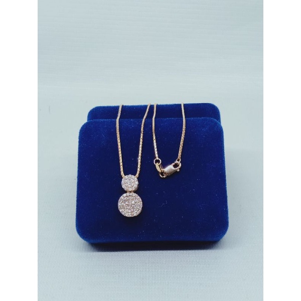 kalung perak asli silver 925 lapis emas/kalung rantai itali santa+liontin bulat di*r tumpuk 2 mp full/asli silver/fashion wanita
